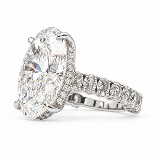 Oval Brilliant 11.67 Carat Lab-Grown Diamonds Ring | IGI Certified | 7.01 Gram 14K White Gold