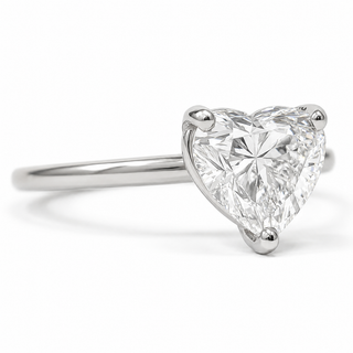 Heart Brilliant Solitaire Ring – Lab-Grown Diamond – 14K/18K White Gold