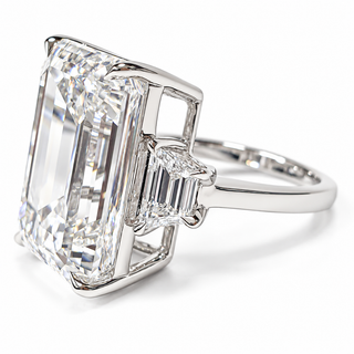 Emerald Cut 8.05 Carat Lab-Grown Diamonds Ring | IGI Certified | 6.22 Gram 18K White Gold