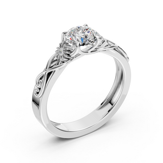 Wisteria White Gold Engagement Ring – Three-Quarter