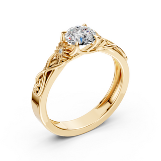 Wisteria Yellow Gold Engagement Ring – Three-Quarter